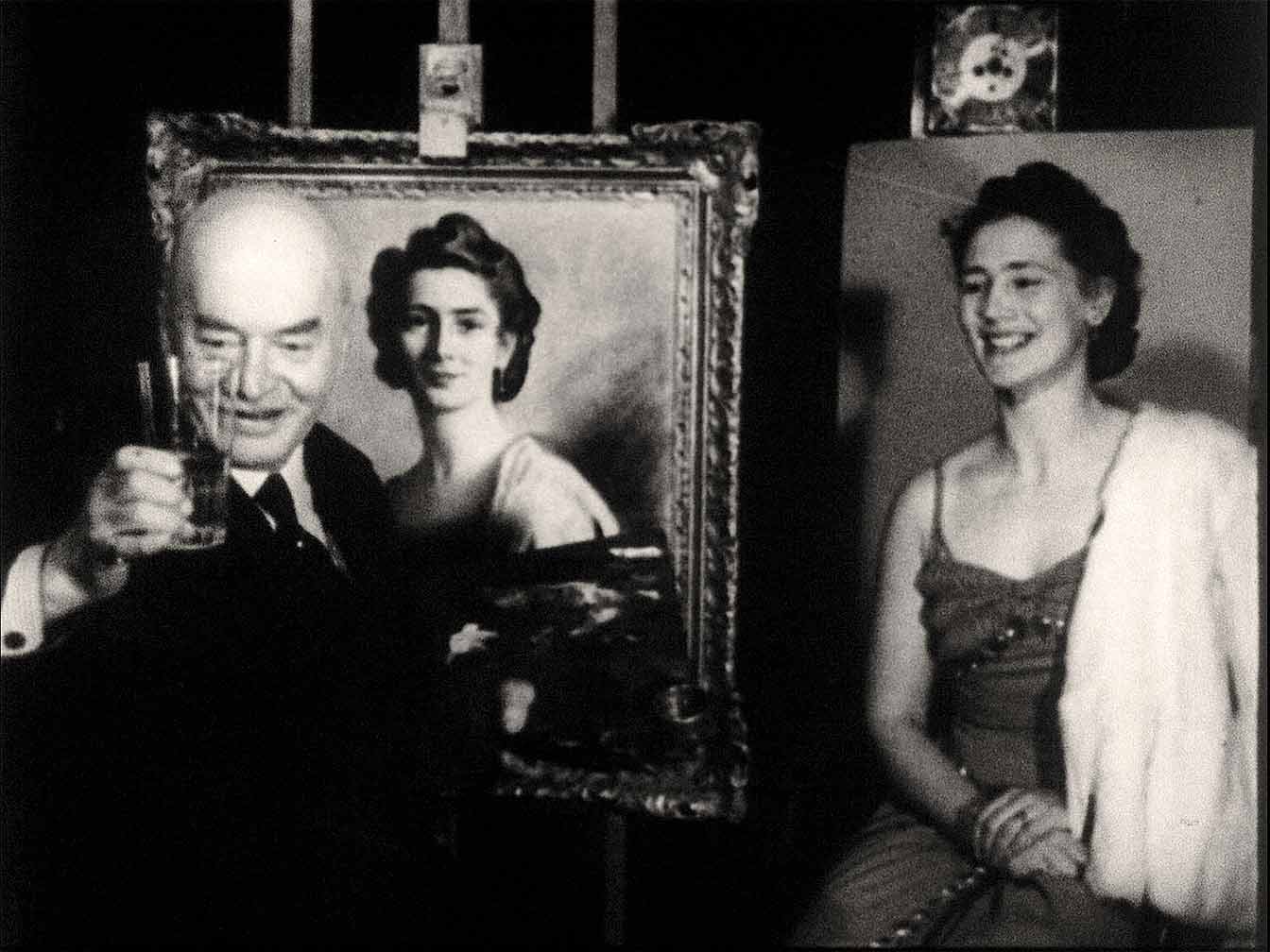 Making The Immortal, film still, Bror Kronstrand and woman in his studio.