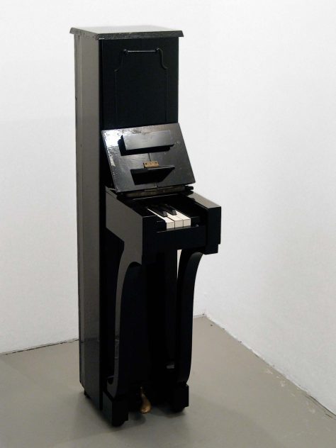 Piano, narrow piano with three white and two black keys, sculpture by 